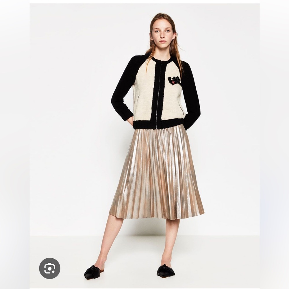 NWT Zara Metallic Midi Skirt Medium